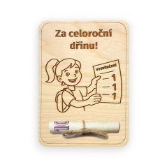 Dřevěné přání na peníze – Vysvědčení