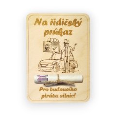 Dřevěné přání na peníze – Řidičák na auto