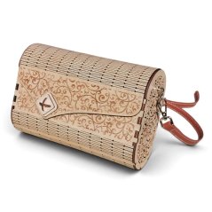 Dřevěná kabelka Ovalia - Florální motiv