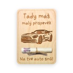 Dřevěné přání na peníze – Auto