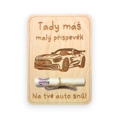 Dřevěné přání na peníze – Auto